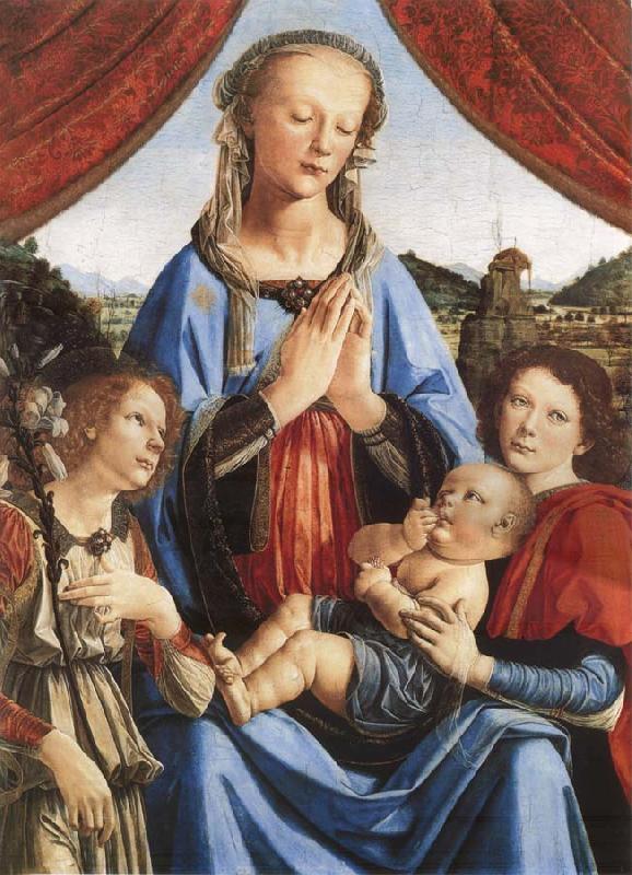 LEONARDO da Vinci Leonardo there Vinci and Andrea del Verrocchio, madonna with the child and angels China oil painting art